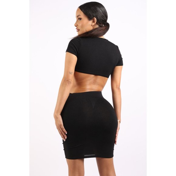 Women's Sexy Draped Front Cutout Mini T-shirt Dress Round Neck Short Sleeve - Picture 9 of 12